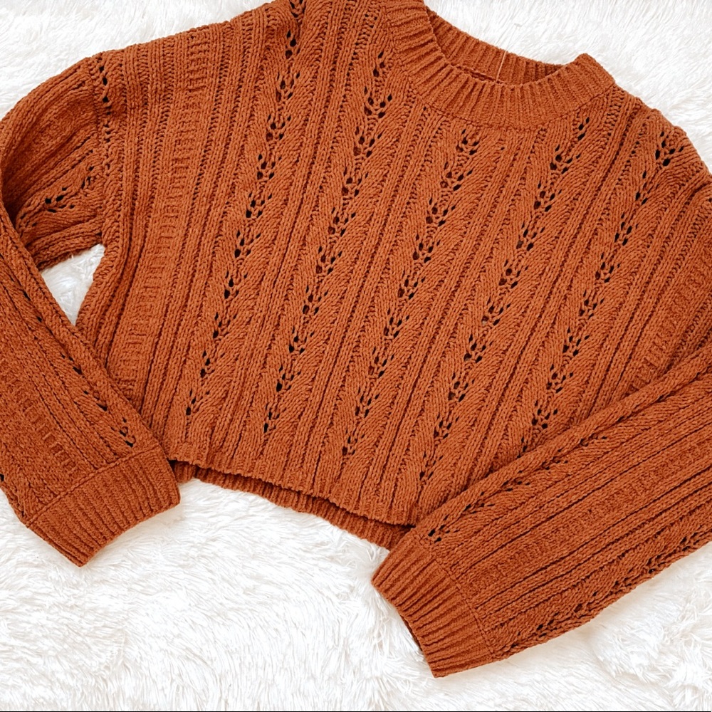 Mock Neck Pointelle Sweater